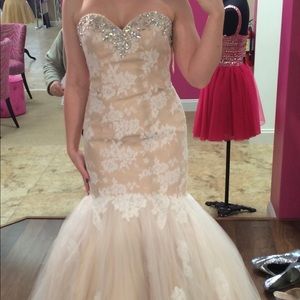 Nude mermaid lace gown